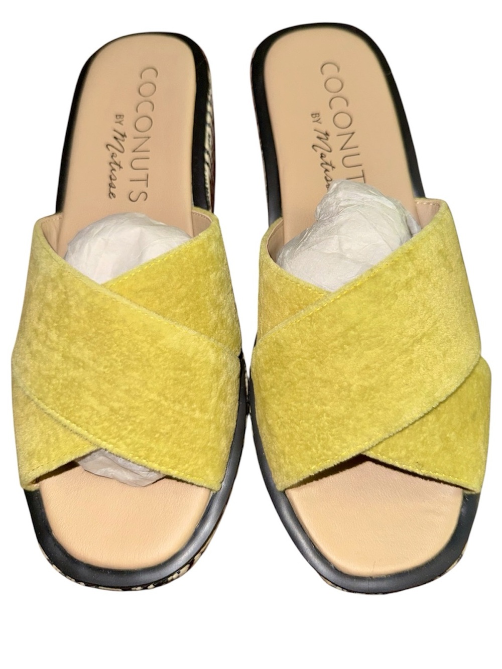Coconuts by Matisse Bright Yellow Crisscross Slide Mules